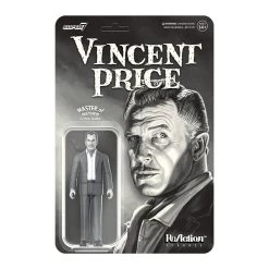 SUPER7 Master Of Mayhem Reaction Action Figure - Vincent Price (Ascot Greyscale)