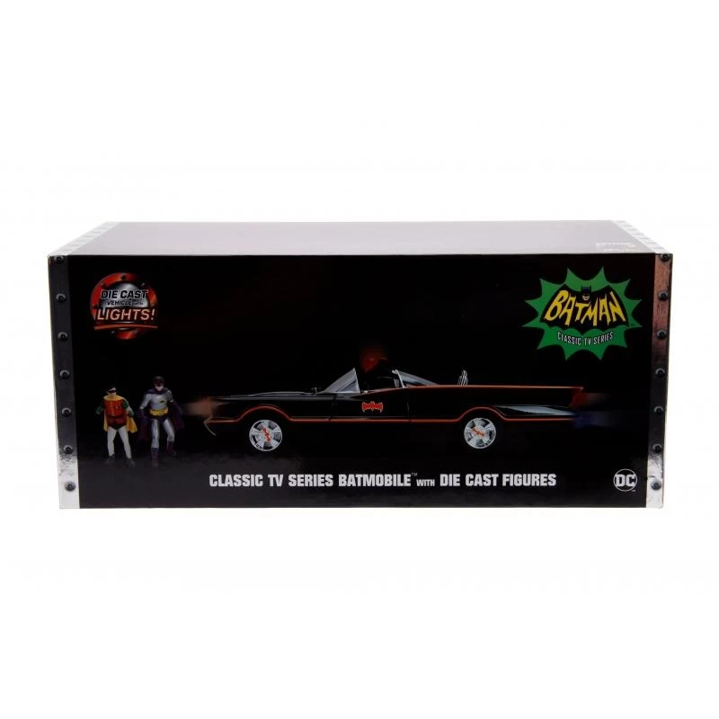 Jada Toys Batman 66 - Batmobile With Working Lights And Batman & Robin Figures Hollywood Rides 1:18 Scale Die Cast Vehicle 2 Jada Toys Batman 66 - Batmobile With Working Lights And Batman & Robin Figures Hollywood Rides 1:18 Scale Die Cast Vehicle - Image 2