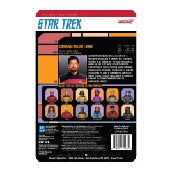 SUPER7 Star Trek: The Next Generation ReAction Action Figure Wave 2 - Commander Riker -Child Toy Store re startrek w2 thenextgeneration commanderriker backofcard 2048